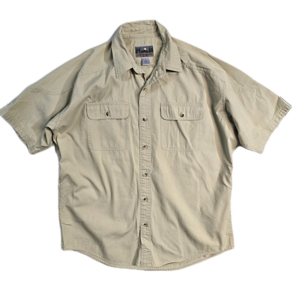 Vintage EMS Men's  Button Up Shirt Large  Outdoor Beige